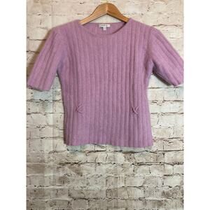 Un Deux Trois Angora Sweater Womens Medium Lilac Purple Glitter Coquette Ribbed